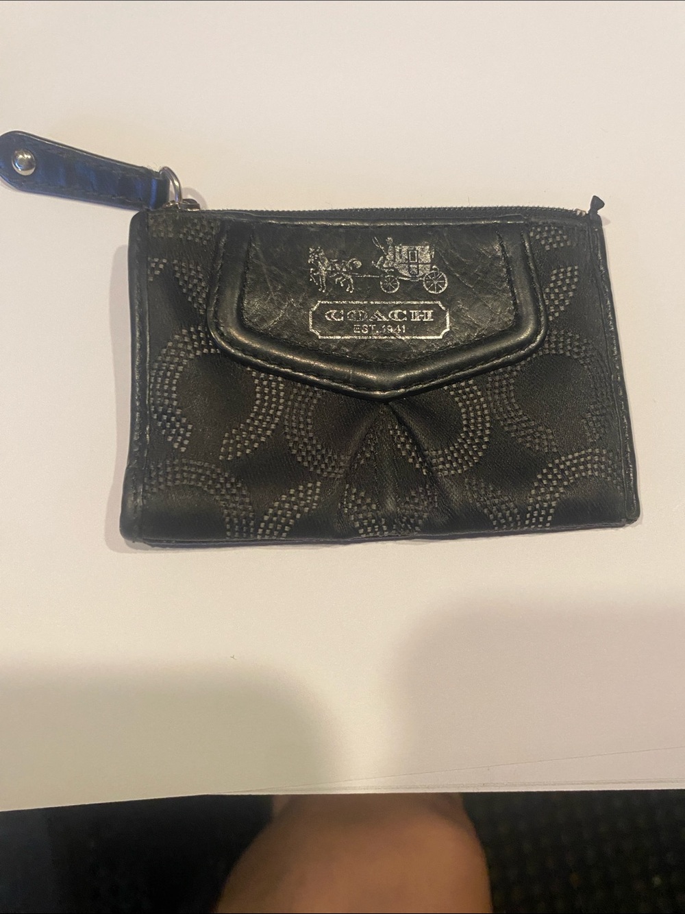 Coach Black Signature Small Zip Coin Purse
